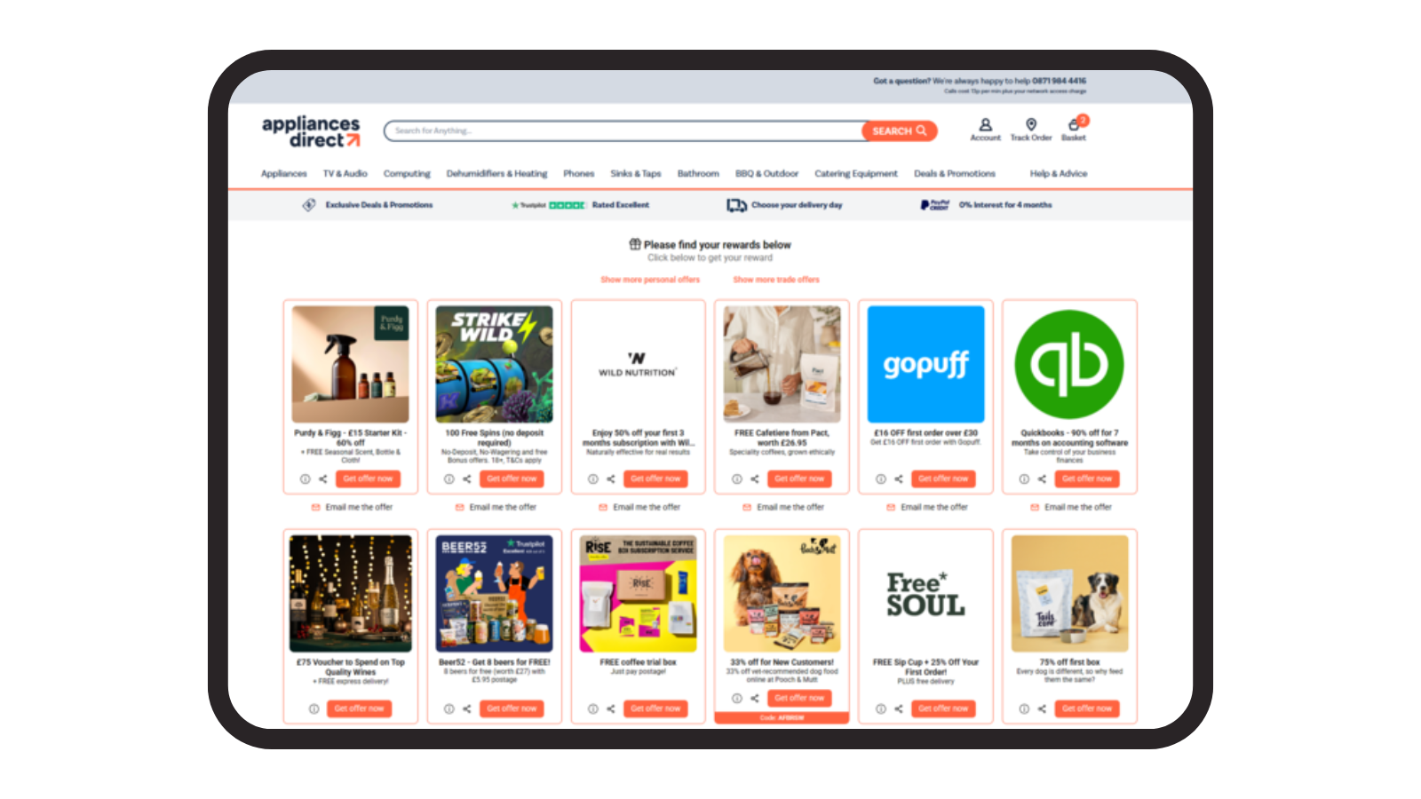 Example of an ecommerce Reward Wall